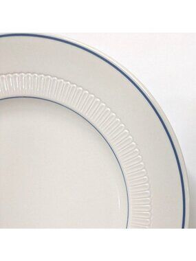 Syracuse China 10.5" Dinner Plate Blue Trim Ceramic Dining USA Vintage